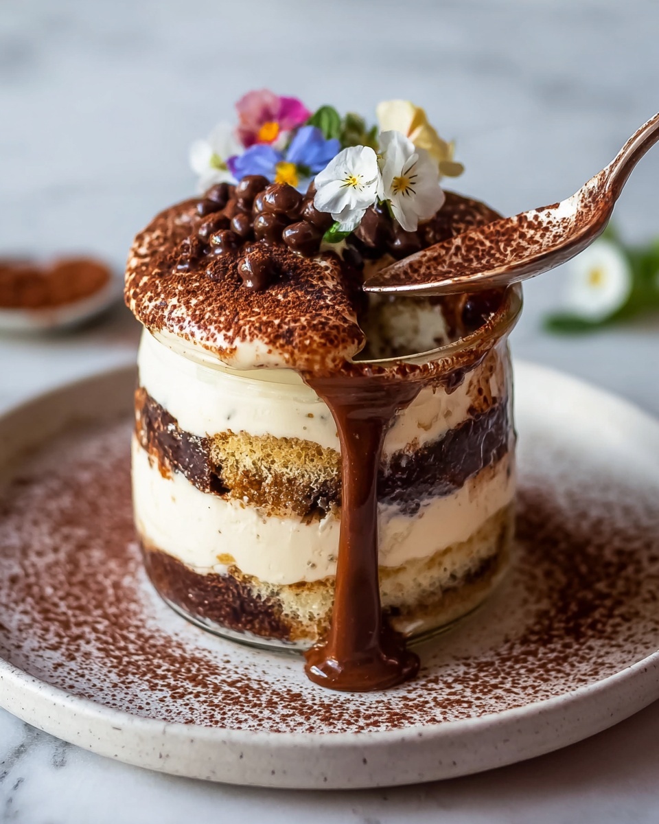 Tiramisu Overnight Oats Recipe 6 Large white serving tray displaying a complete tiramisu dessert in a clear rectangular glass baking dish, showcasing distinct layers of coffee-soaked ladyfingers, creamy mascarpone filling, and cocoa powder dusted evenly over the top, garnished with whole coffee beans scattered artfully, photographed from a 3/4 angle on a white marble countertop under natural lighting, styled as a hero shot in a food magazine, photo taken with an iphone --ar 4:5 --v 7