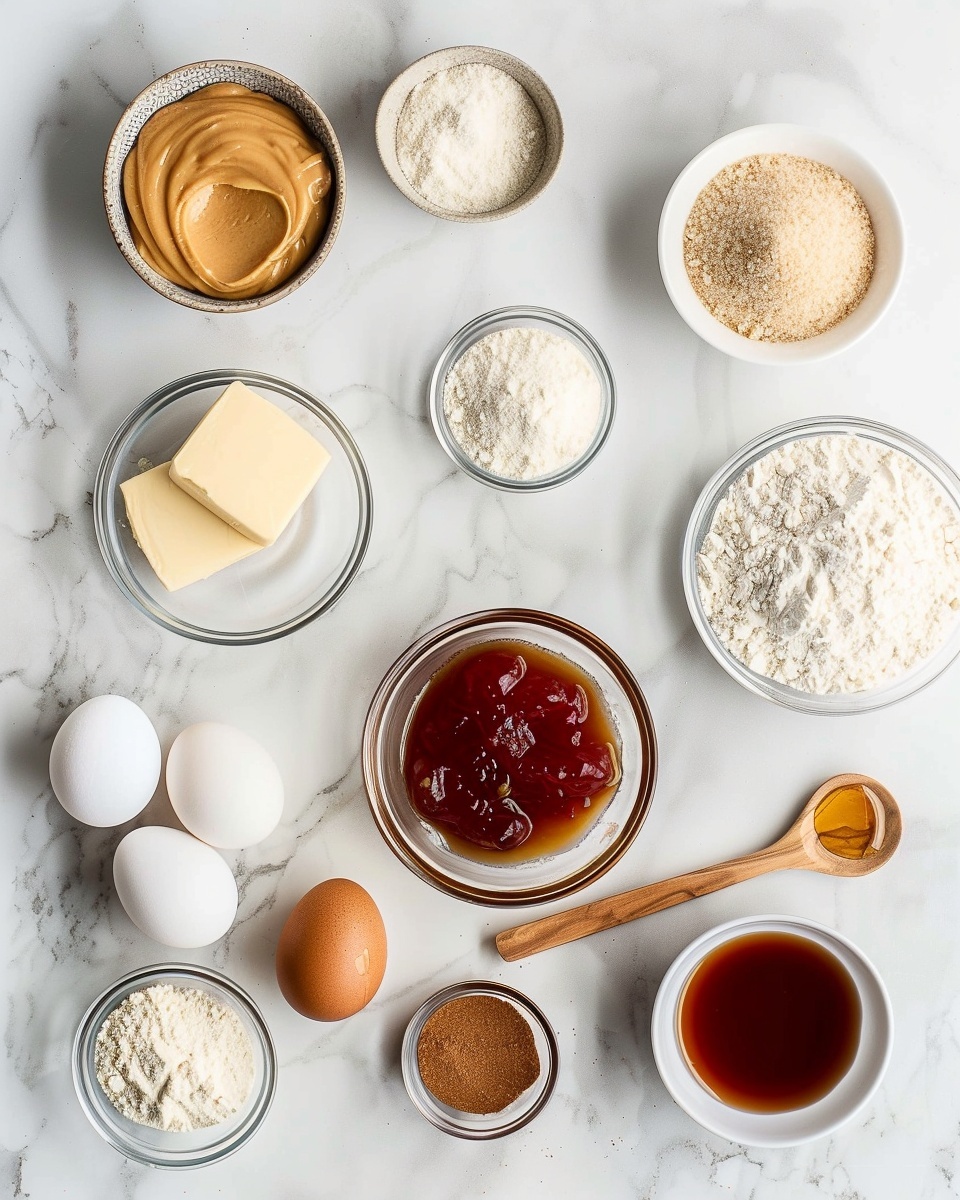 PB&J Stuffed Cookies Recipe 5 Single white plate holding a close-up of one peanut butter and jelly sandwich cookie broken in half, revealing thick layers of smooth peanut butter and glossy red jelly nestled inside a soft, crumbly golden cookie dough, the textured interior and filling clearly visible, natural lighting highlighting the rich colors and textures, styled on white marble background, intimate food blog style photo taken with an iphone --ar 4:5 --v 7