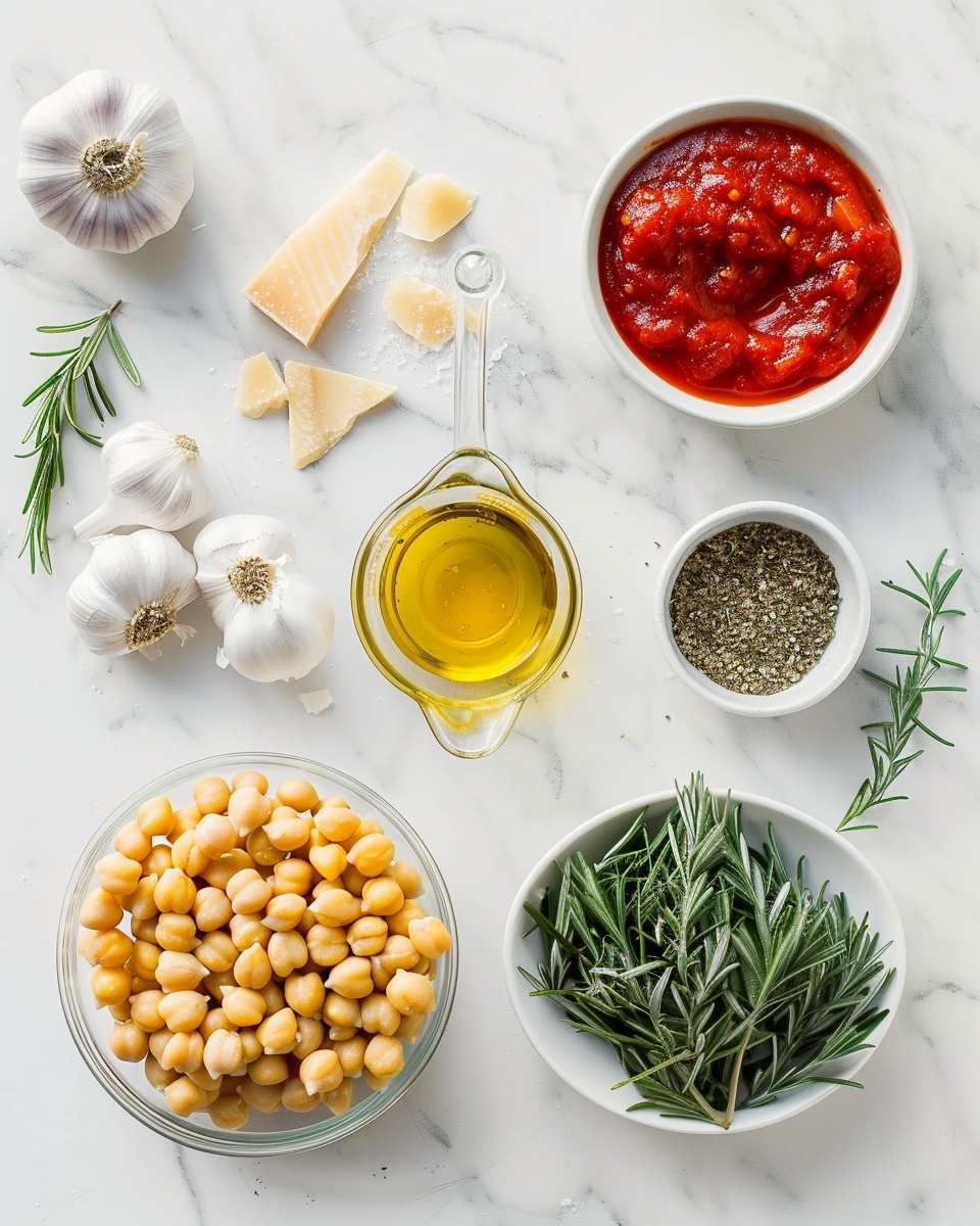 White ceramic bowl filled with a single serving of chickpea and ditalini pasta stew, showcasing tender chickpeas and small tube-shaped pasta in a rich, tomato-based broth with vibrant green kale leaves, sprinkled with grated Parmesan cheese that reveals the textured surface, close-up angled shot capturing the hearty, comforting layers and depth, set on a white marble background under natural light, styled as a warm, ready-to-eat portion; photo taken with an iphone --ar 4:5 --v 7