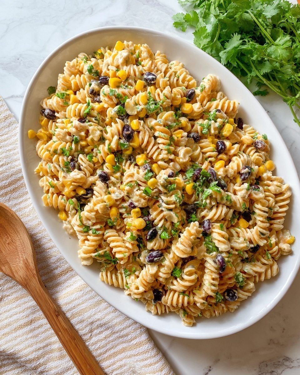 Black Bean and Corn Pasta Salad with Lime Greek Yogurt Dressing Recipe