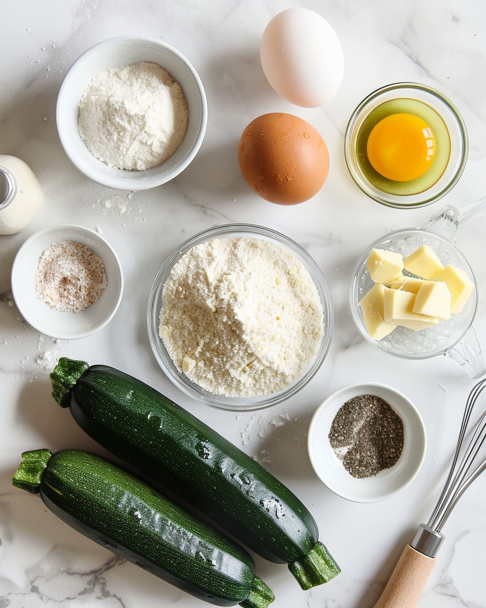 Large white bowl filled with a generous heap of crispy golden zucchini fries, evenly breaded and fried to perfection, accompanied by a small white dipping bowl of creamy, light brown sauce garnished with a fresh green basil leaf, all arranged on a white marble surface, captured in natural lighting from a professional 3/4 angle food magazine style photo taken with an iphone --ar 4:5 --v 7