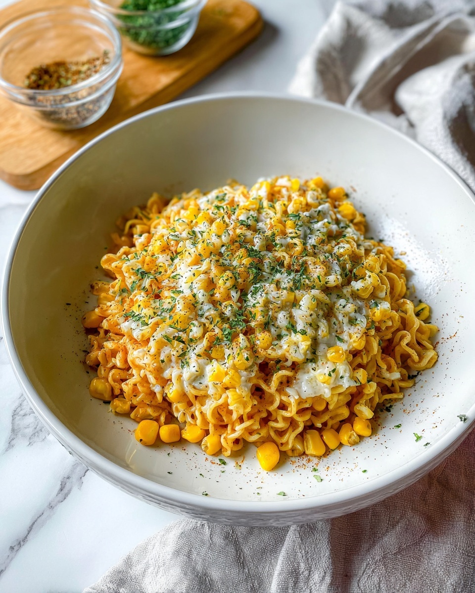 Spicy Noodles with Korean Corn Cheese Recipe
