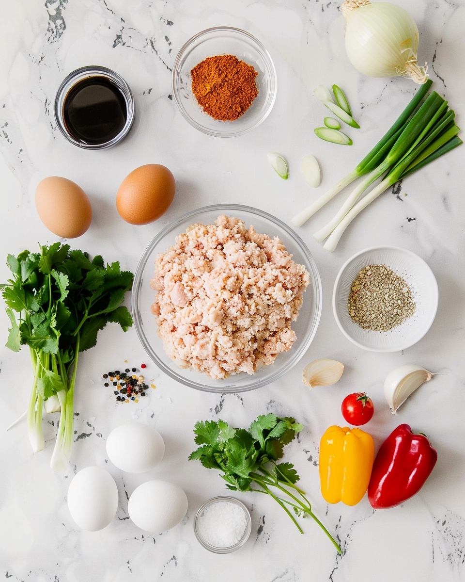 A large white serving bowl filled with several golden-brown meatballs simmering in a rich, creamy, orange-hued curry sauce infused with spices and garnished generously with fresh chopped cilantro leaves, accompanied by a generous mound of fluffy white basmati rice on the side, whole dish presented from a 3/4 angle on a white marble countertop with natural lighting, styled professionally as a stunning food magazine hero shot photo taken with an iphone --ar 4:5 --v 7