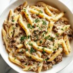 High Protein Creamy Ground Beef Pasta Recipe