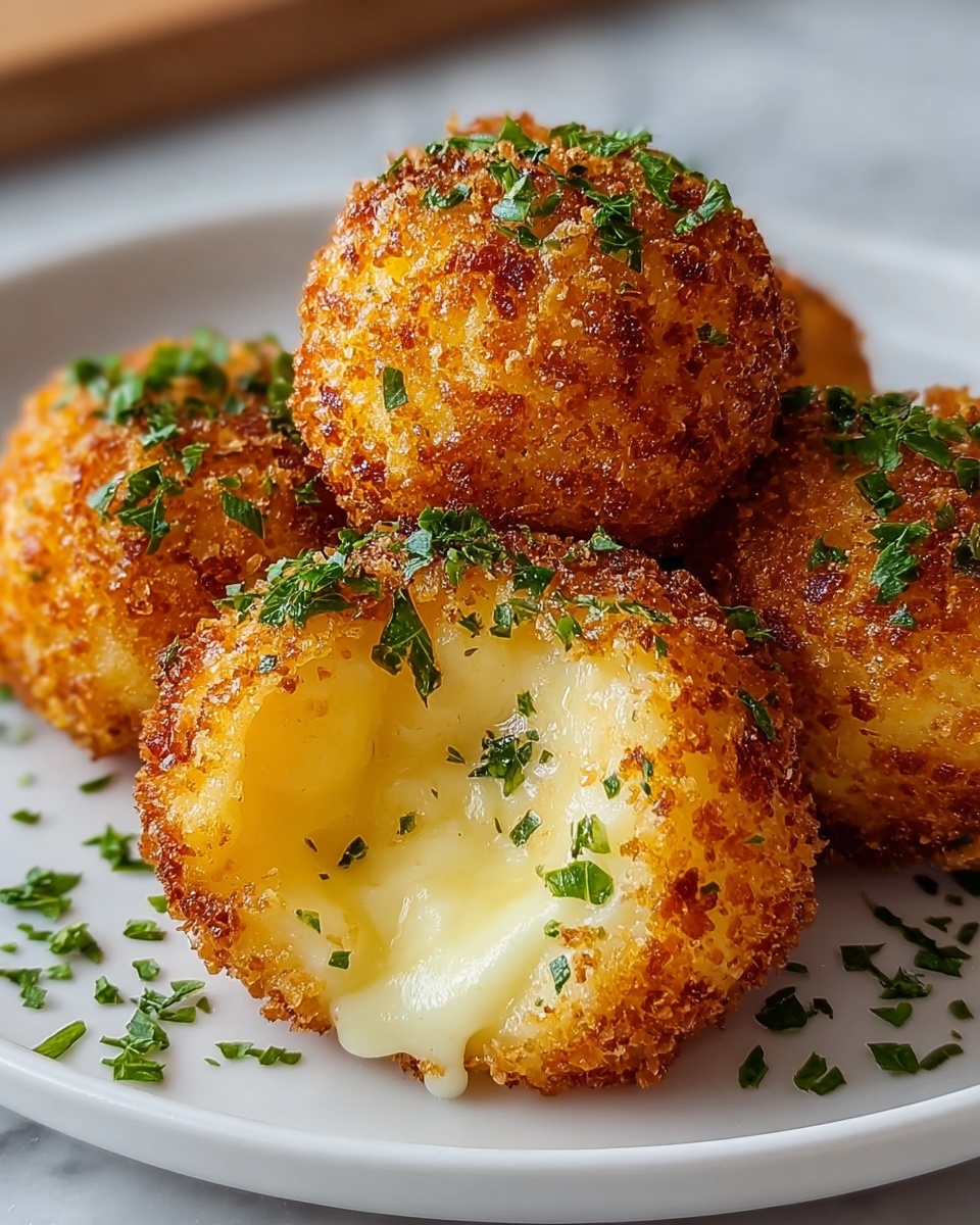Crispy Potato Cheese Bombs: The Ultimate Game Night Snack Recipe 6 Large white serving platter filled with a generous batch of golden browned crispy potato croquettes, perfectly round with a crunchy crust sprinkled with fresh chopped parsley, showcasing the entire plate arranged to highlight their uniform shape and texture, photographed from a 3/4 angle on a white marble countertop, bathed in natural light, styled like a hero shot from a premium food magazine, photo taken with an iphone --ar 4:5 --v 7