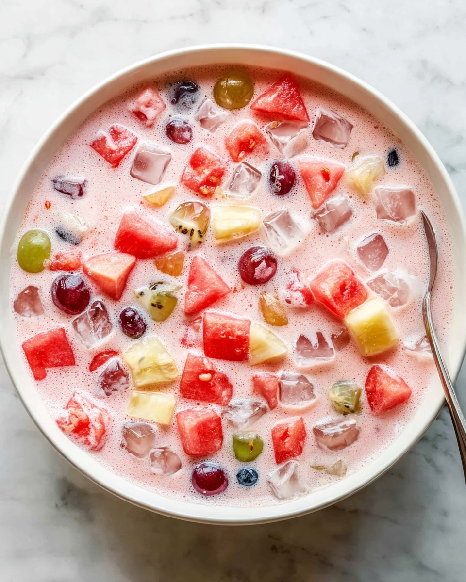 Hwachae: Refreshing Watermelon Fruit Punch with Strawberry Milk and Carbonation Recipe