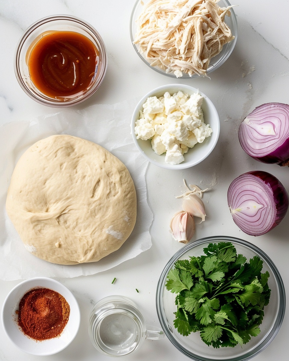 Easy BBQ Chicken Pizza Recipe 5 Single white plate with one slice of BBQ chicken pizza, showing thick crust with a soft interior, topped with shredded chicken glazed in rich barbecue sauce, melted mozzarella cheese, thin slices of red onion, and scattered fresh parsley, angled close-up emphasizing the layers of dough and toppings, with a subtle cheese pull effect, placed on white marble surface under natural lighting, styled like a food blog serving photo taken with an iphone --ar 4:5 --v 7