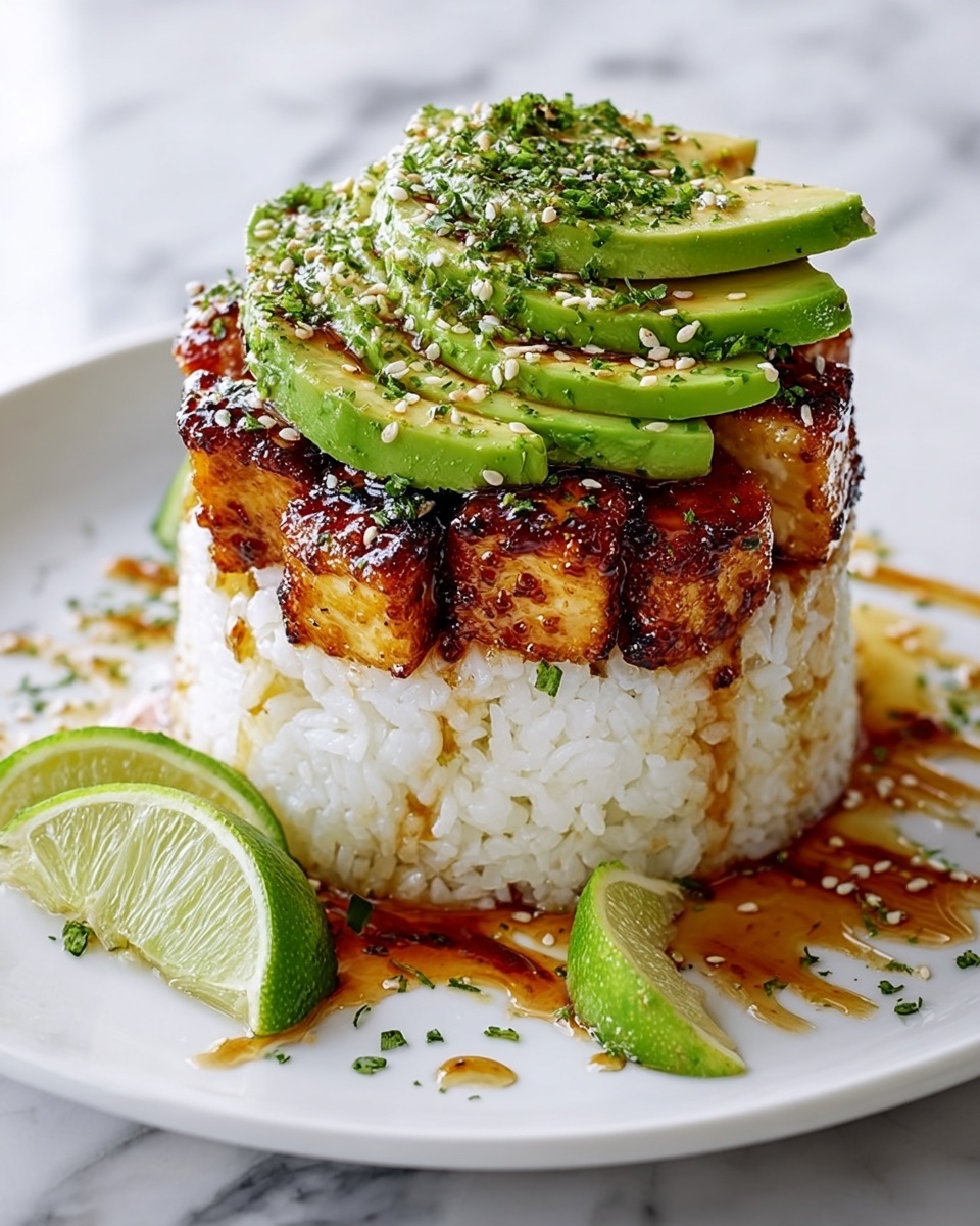 Honey Lime Chicken & Avocado Rice Stack Recipe