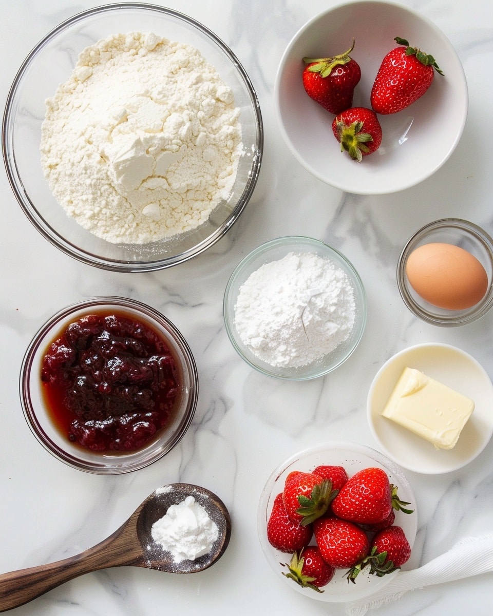 Single white plate displaying one thick, soft strawberry cookie with a visible fresh strawberry embedded in the center, close-up angled shot revealing the slightly cracked, tender interior texture and gentle pink swirls from the strawberry inside the cookie, garnished with a couple of whole ripe strawberries on the side, set on a white marble surface with natural lighting, styled like a food blog individual serving photo taken with an iphone --ar 4:5 --v 7
