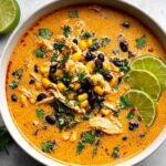 Creamy Chicken Poblano Soup with Black Beans, Corn, and Lime Recipe