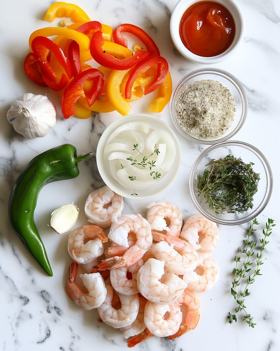 Jamaican Curry Shrimp Recipe 5 Single white bowl featuring a close-up, intimate serving of creamy shrimp curry with golden shrimp nestled in rich, velvety yellow curry sauce, accompanied by vibrant slices of red and green bell peppers, sprinkled with fresh herbs and black pepper flakes, steam gently rising, showcasing texture and depth of the sauce, placed on a white marble surface, styled food blog presentation, photo taken with an iphone --ar 4:5 --v 7