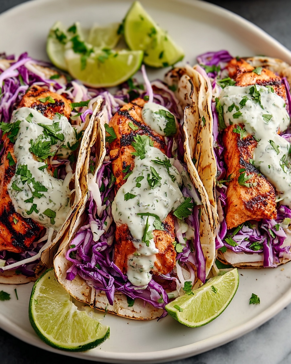 Easy Salmon Tacos with Slaw and Creamy Lime Kick Recipe