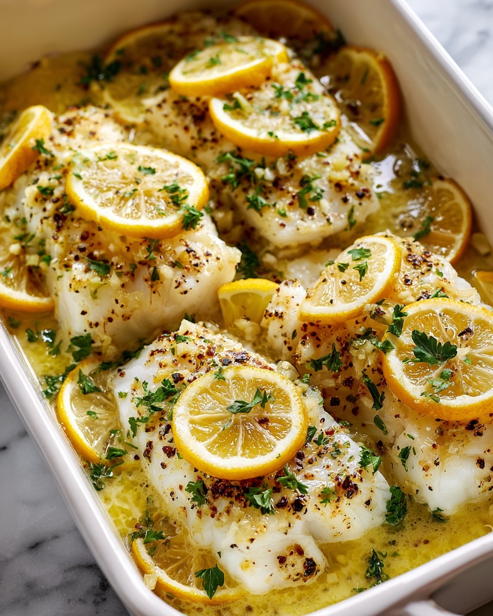 Baked Lemon Fish with Garlic Butter Recipe