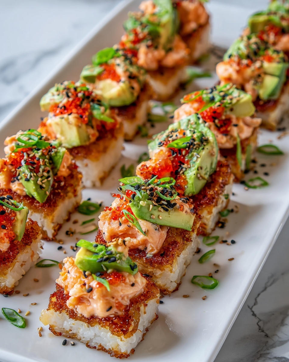 Crispy Rice with Spicy Salmon, Avocado, and Jalapeno Recipe