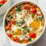 Baked Feta Eggs with Roasted Veggies and Spinach Recipe