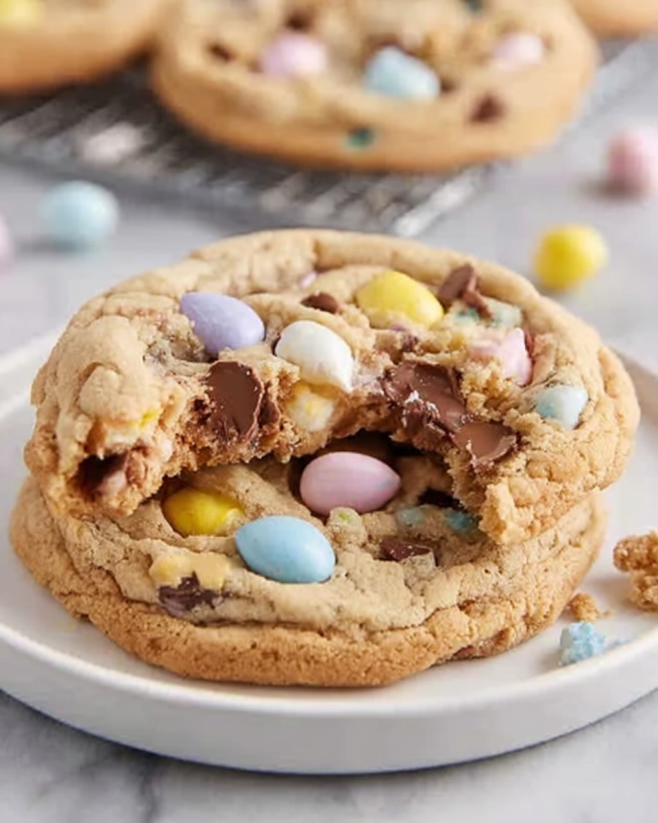 A white plate heaped with a full batch of freshly baked chocolate chip cookies studded with colorful mini candy-coated chocolates, showcasing their golden-brown edges and soft, chewy texture in every cookie, the entire arrangement styled on a white marble countertop under natural lighting, professional food magazine hero shot, photo taken with an iphone --ar 4:5 --v 7