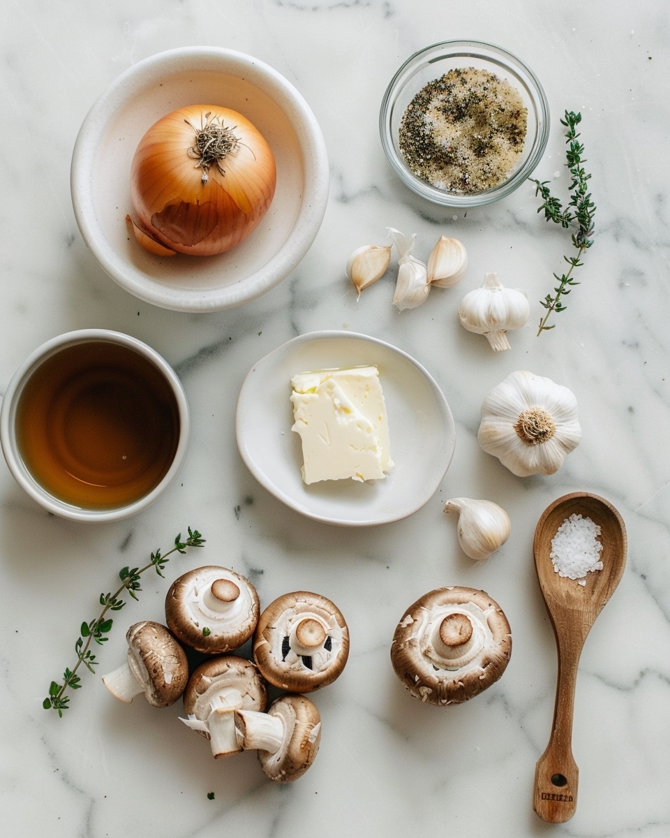 Single white bowl showing a close-up of a creamy mushroom casserole portion topped with browned melted cheese and sautéed mushroom slices, sprinkled with finely chopped fresh parsley, revealing a rich, bubbly interior texture beneath the golden crust, served on a white marble background with natural lighting, styled like a food blog individual serving, photo taken with an iphone --ar 4:5 --v 7