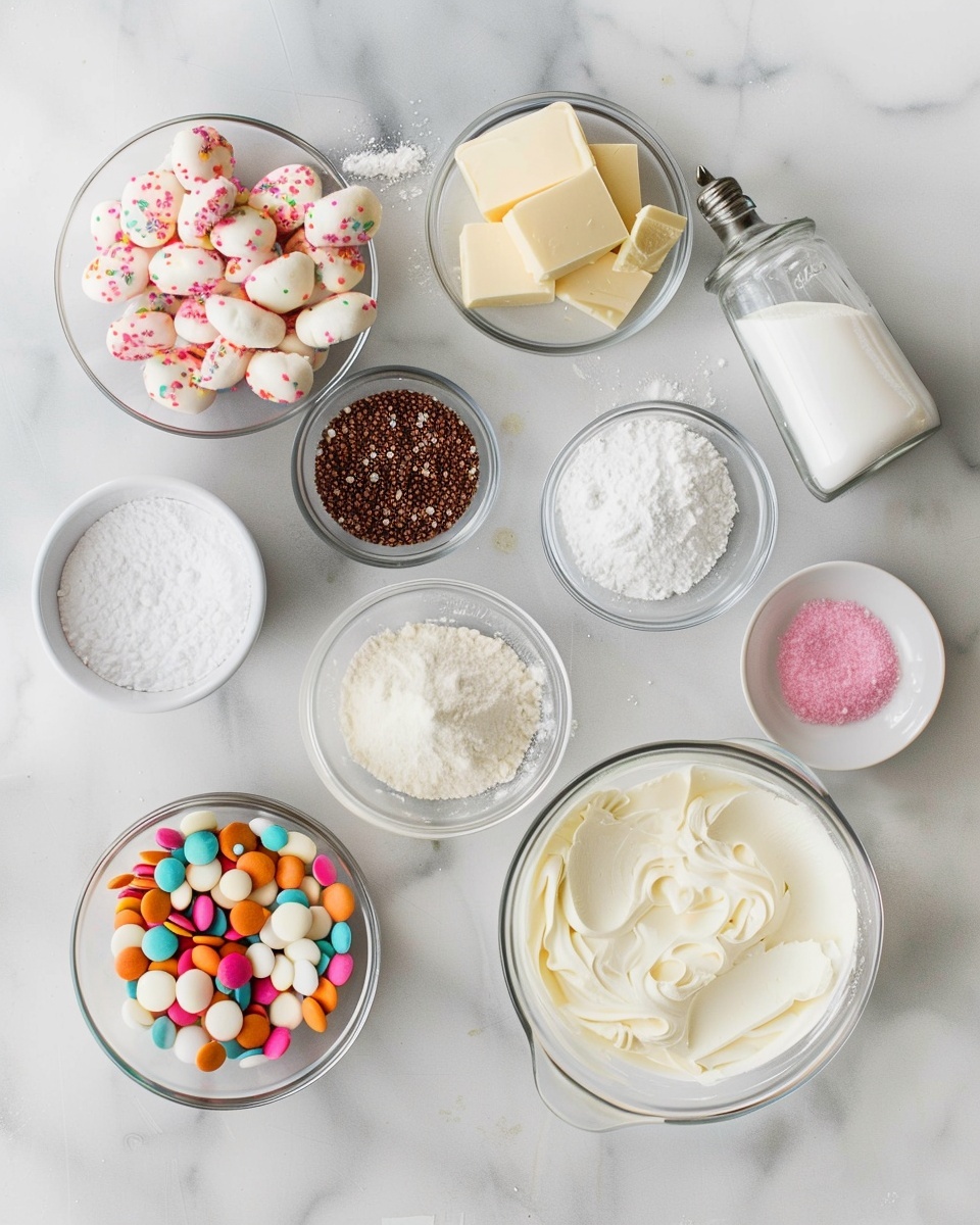 Single white plate showcasing a slice of pink layered cheesecake with a thick, crumbly cookie crust base and smooth, creamy pink filling topped with colorful round sprinkles, close-up angled view revealing the soft, airy interior texture and distinct layers, natural lighting highlighting the dessert's delicate details, placed on a white marble surface, styled like an individual serving from a food blog, photo taken with an iphone --ar 4:5 --v 7