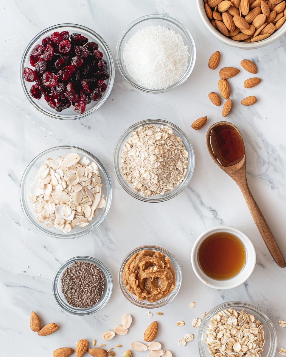 Single white plate featuring one energy bite ball coated in oats, pumpkin seeds, dried cranberries, and bits of dried apricot, close-up angle revealing the textured interior with visible nuts and dried fruit pieces, natural lighting highlighting the wholesome ingredients, white marble background, styled for an intimate food blog serving photo taken with an iphone --ar 4:5 --v 7
