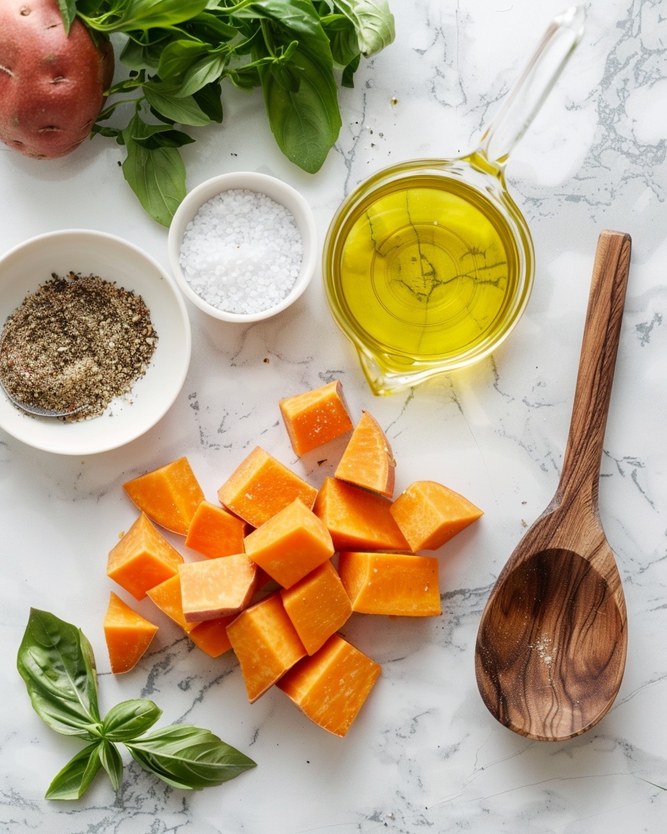 Roasted Sweet Potatoes Recipe 5 Single white bowl with a serving of golden roasted butternut squash cubes, each piece showing a caramelized, slightly charred exterior and tender, vibrant orange interior, garnished with fresh rosemary sprigs and finely chopped herbs, close-up angled shot capturing the glossy texture and savory seasoning, set on a white marble surface with natural lighting, intimate plated serving photo taken with an iphone --ar 4:5 --v 7