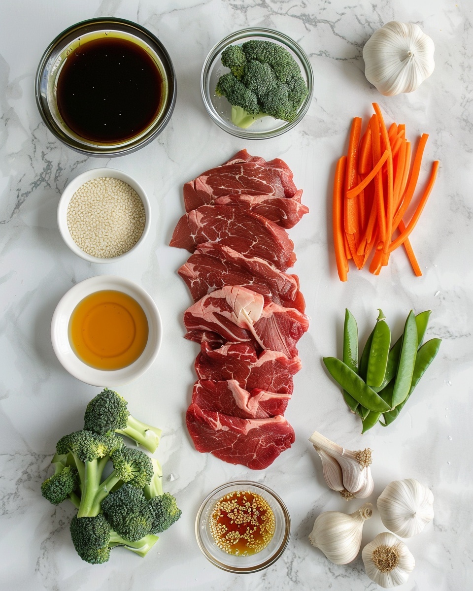 Single white bowl containing a close-up serving of beef stir-fry with vibrant broccoli florets, snap peas, and colorful red and yellow bell pepper strips, tender glossy beef pieces coated in a richly textured savory sauce, garnished with chopped green onions and sesame seeds, emitting steam, angled shot revealing the fresh, crisp vegetables and juicy meat on a white marble surface, styled for an intimate food blog presentation, photo taken with an iphone --ar 4:5 --v 7