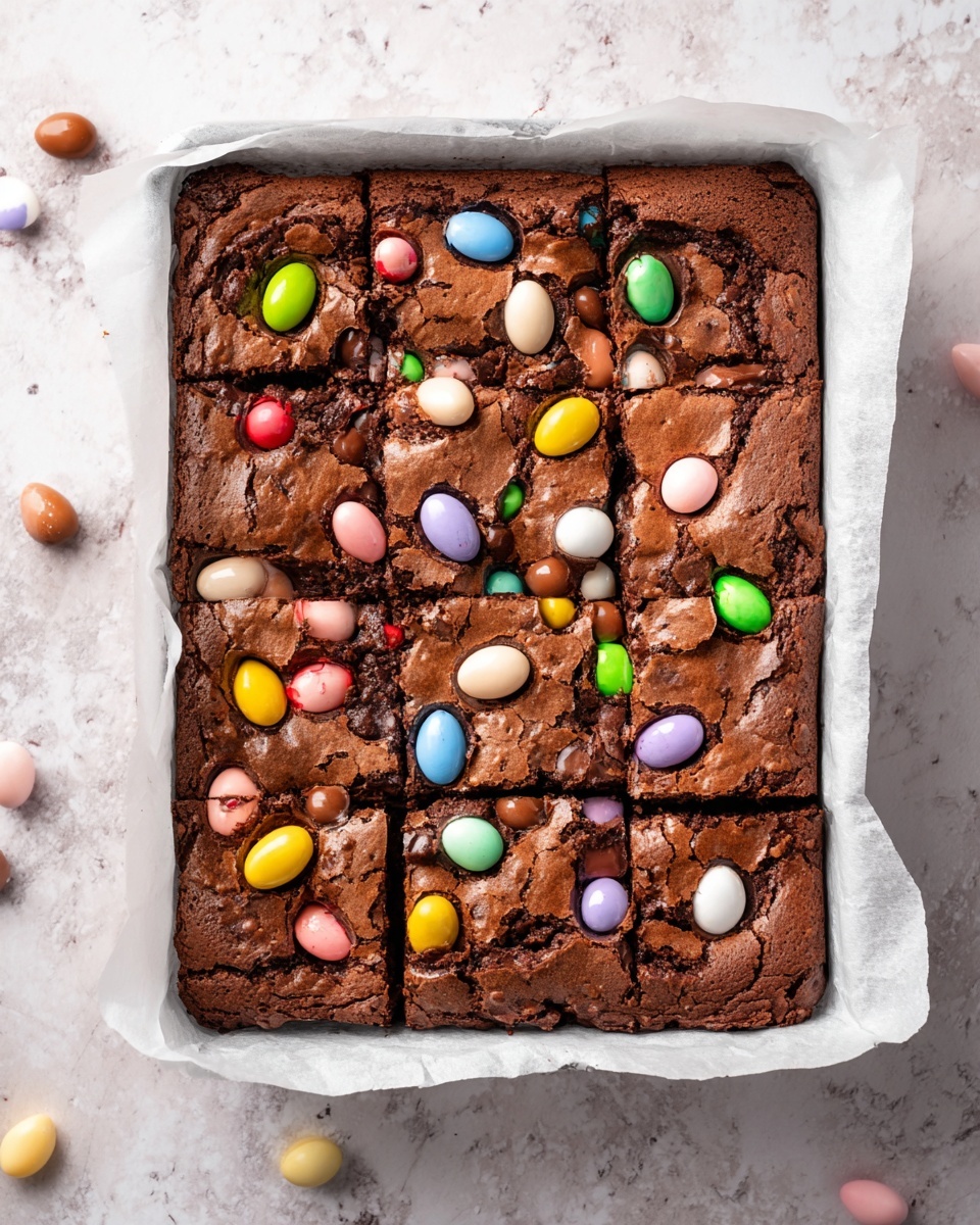 Fudgy Homemade Easter Brownies with Mini Eggs Recipe