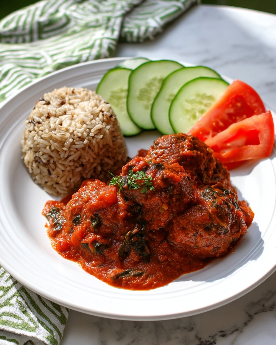 Large white enameled cast iron Dutch oven filled with rich, hearty chicken thighs simmered in a vibrant creamy tomato sauce with wilted spinach and chunks of ripe tomatoes, the sauce bubbling slightly around the tender pieces of chicken, whole dish captured in a professional 3/4 angle shot on a white marble background, natural lighting highlighting the deep red and green colors, food magazine style hero photograph taken with an iphone --ar 4:5 --v 7