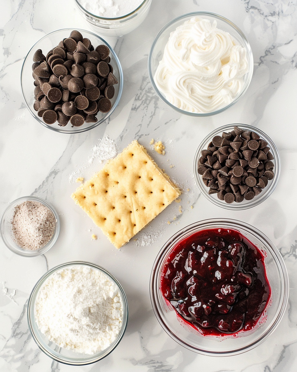 Single slice of pink creamy chocolate chip cheesecake on a white plate, close-up angled view showcasing the smooth, rich interior swirled with chocolate chips and subtle red fruit bits, set on a crunchy dark chocolate cookie crust, topped with a generous swirl of whipped cream and scattered chocolate chips, natural lighting highlighting the textures, white marble surface background, styled food blog intimate serving photo taken with an iphone --ar 4:5 --v 7