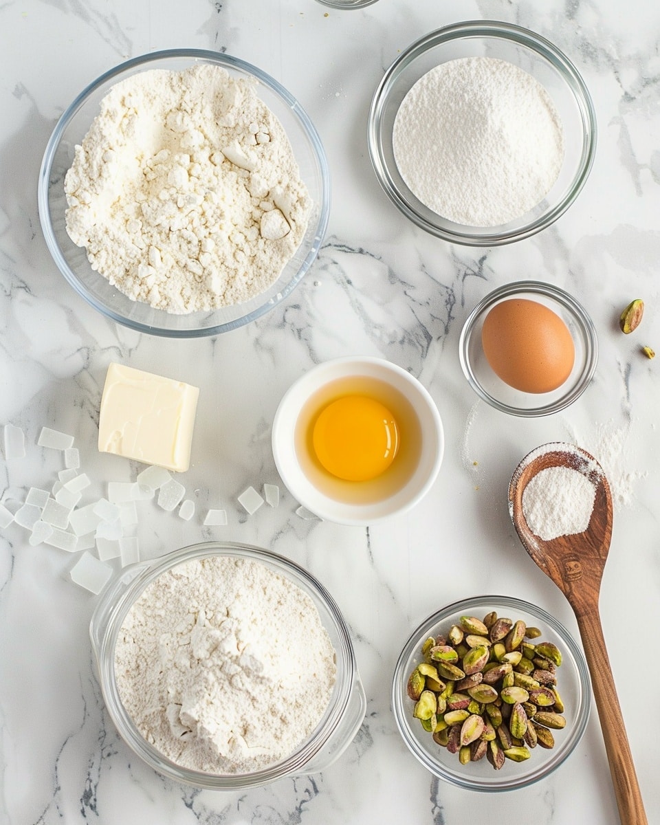 Single white plate holding one freshly baked cookie studded with chunks of white chocolate and visible pistachio pieces, close-up angled view highlighting the soft, chewy interior with a slightly crispy edge, textured cookie surface with nutty inclusions, natural lighting on a white marble background, styled individual serving from a food blog, photo taken with an iphone --ar 4:5 --v 7