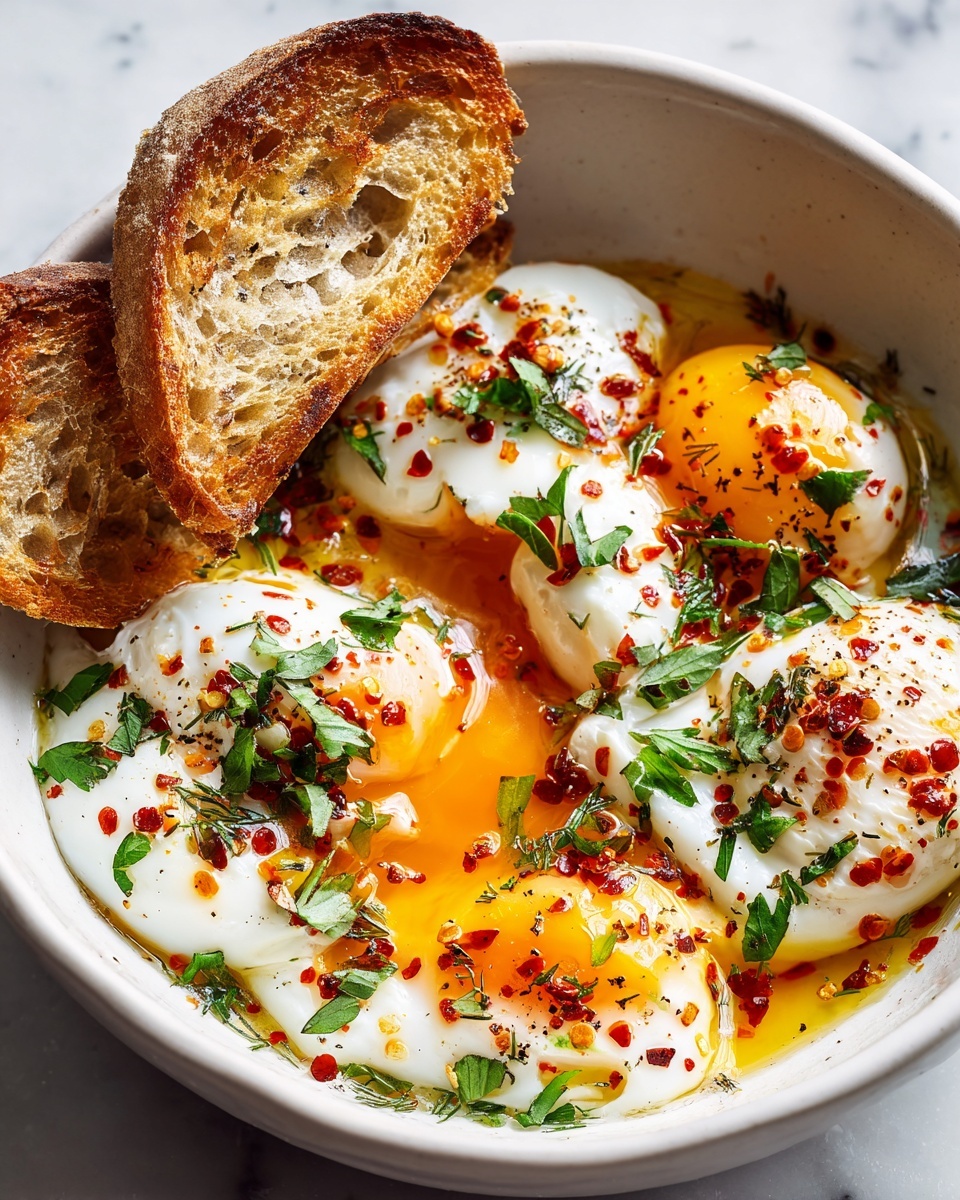 Jammy Eggs with Chili Butter and Garlic Yogurt Recipe
