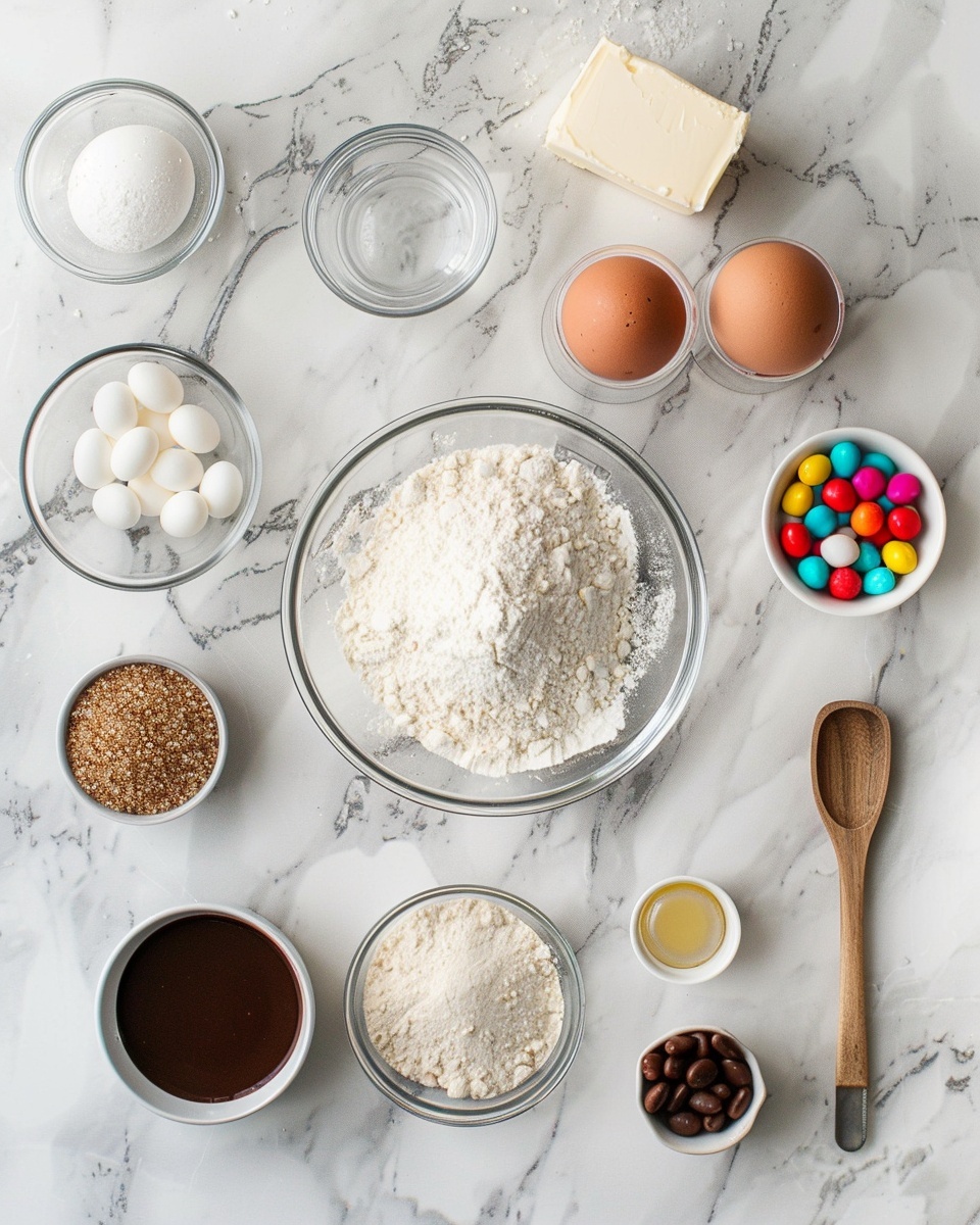Single slice of rich chocolate brownie revealing a moist and dense interior texture, topped with smooth chocolate frosting decorated with colorful pastel icing lines and tiny round sprinkles, crowned with a small yellow candy egg, served on a clean white plate placed on white marble surface, close-up angled shot emphasizing the layers and decorative details, natural lighting, styled like a food blog individual serving, photo taken with an iphone --ar 4:5 --v 7