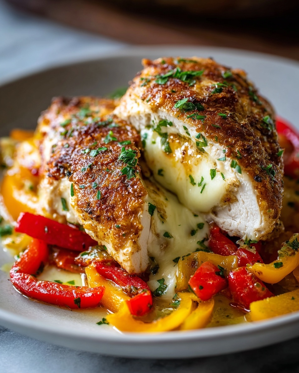 Cheesy Baked Chicken Breast and Peppers Recipe