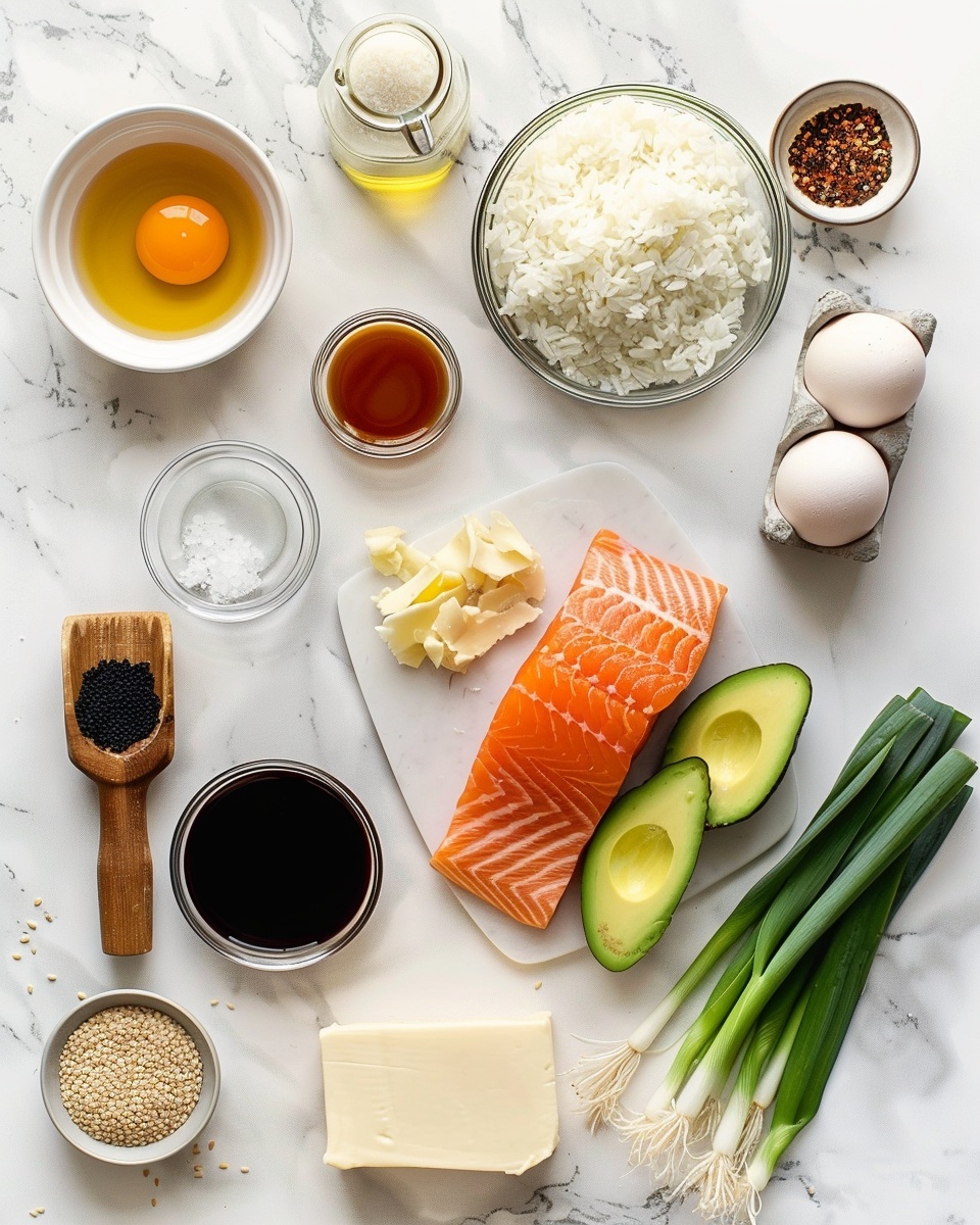Single white plate holding one plated serving of a crispy golden rice crust topped with fresh ripe avocado cubes and a generous scoop of creamy spicy salmon tartare mixed with a bright, tangy sauce, sprinkled with black sesame seeds and finely chopped green onions, close-up angle emphasizing the crunchy texture of the base and smooth, rich interior layers, natural lighting over a white marble surface, styled like a sophisticated food blog shot, photo taken with an iphone --ar 4:5 --v 7