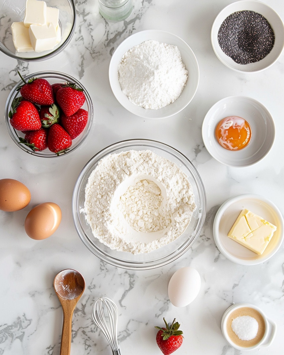 Single white plate with a triangular scone slice revealing a fluffy, crumbly texture studded with vibrant red raspberries and tiny black poppy seeds, generously drizzled with a smooth, glossy white lemon glaze that slowly drips down the sides, close-up angled shot emphasizing the golden-baked crust and moist interior layers, set on a white marble background with soft natural lighting, styled as a freshly served individual portion from a food blog, photo taken with an iphone --ar 4:5 --v 7
