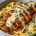 Crispy Parmesan Chicken with Rich Garlic Sauce Recipe