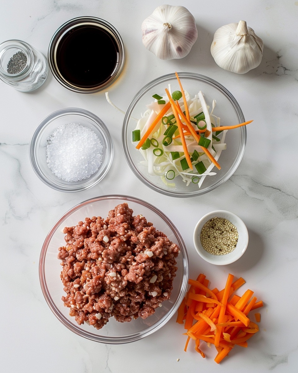 Single white bowl filled with a close-up, plated serving of savory ground beef stir-fry with julienned carrots, tender cabbage pieces, and scattered chopped green onions, showcasing the glossy, richly seasoned meat and vegetables with vibrant colors and textures, steam gently rising, placed on a white marble surface, styled with natural lighting for an intimate food blog presentation, photo taken with an iphone --ar 4:5 --v 7