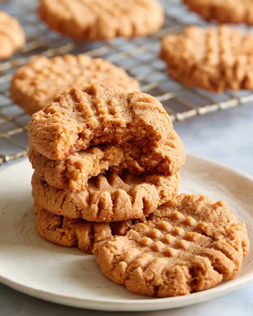 White marble countertop with a large white rectangular wire cooling rack filled edge to edge with freshly baked golden peanut butter cookies, each cookie displaying classic fork-pressed crisscross patterns on top, the batch perfectly uniform in size and color, highlighting the crisp edges and chewy texture in natural lighting, professional food magazine hero shot, photo taken with an iphone --ar 4:5 --v 7