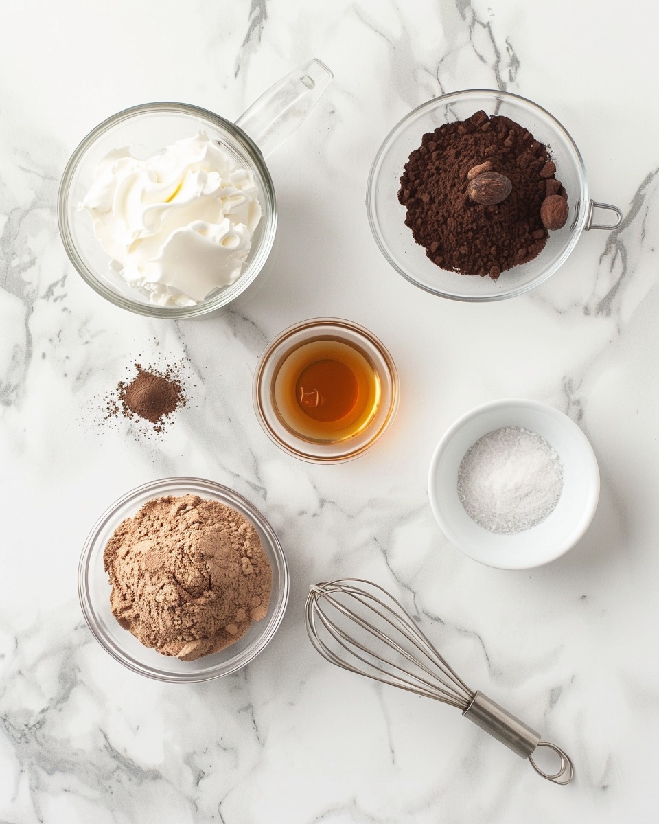 Single white bowl filled with a generous serving of rich, creamy chocolate mousse topped with a dollop of fluffy whipped cream sprinkled with fine chocolate shavings, close-up angle revealing the silky smooth texture and airy interior of the mousse, spoon resting inside the bowl with a bit of mousse on it, placed on a white marble surface with a fresh strawberry dipped in whipped cream beside the bowl, natural lighting highlighting the glossy mousse and soft cream, intimate plated serving photo taken with an iphone --ar 4:5 --v 7