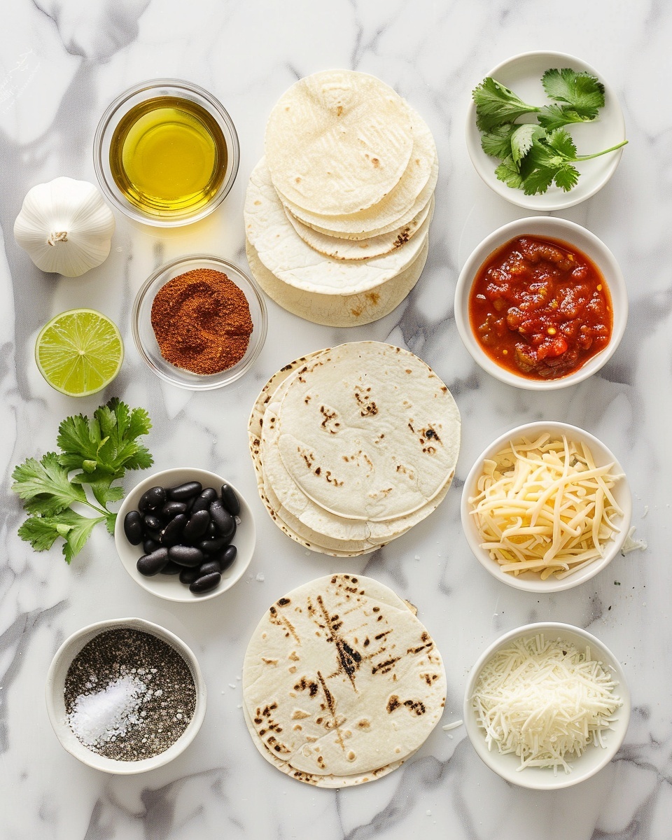 One white plate featuring a single folded quesadilla portion filled with a rich, browned chorizo and melted cheese interior, the edges crispy and golden with bits of filling slightly melting out, garnished with fresh chopped cilantro. The plate includes a small mound of chunky guacamole, a lime wedge, and a few slices of vibrant pickled red onions on the side. The close-up angle highlights the savory textures of the chorizo, the gooey cheese layers inside the tortilla, and the freshness of the accompaniments, all set on a white marble surface under soft natural light, styled like a delicious individual serving ready to eat. Photo taken with an iphone --ar 4:5 --v 7