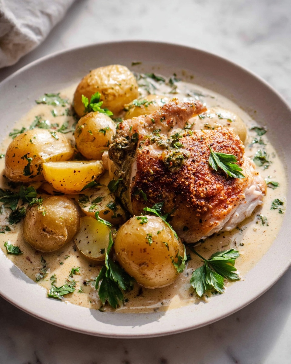 Creamy Lemon and Herb Pot Roasted Chicken Recipe