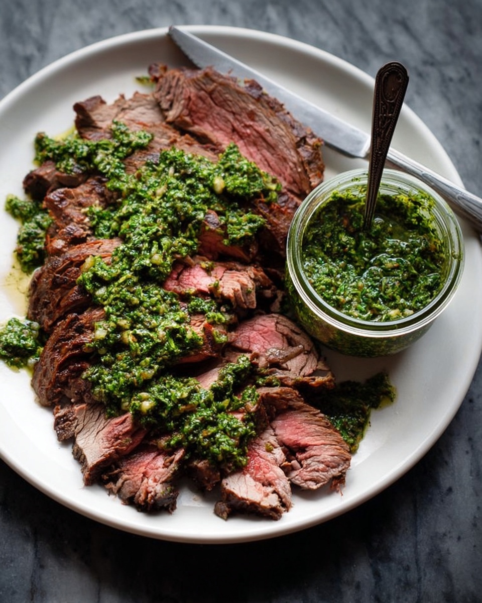 Garlic Brown Sugar Flank Steak with Chimichurri Recipe