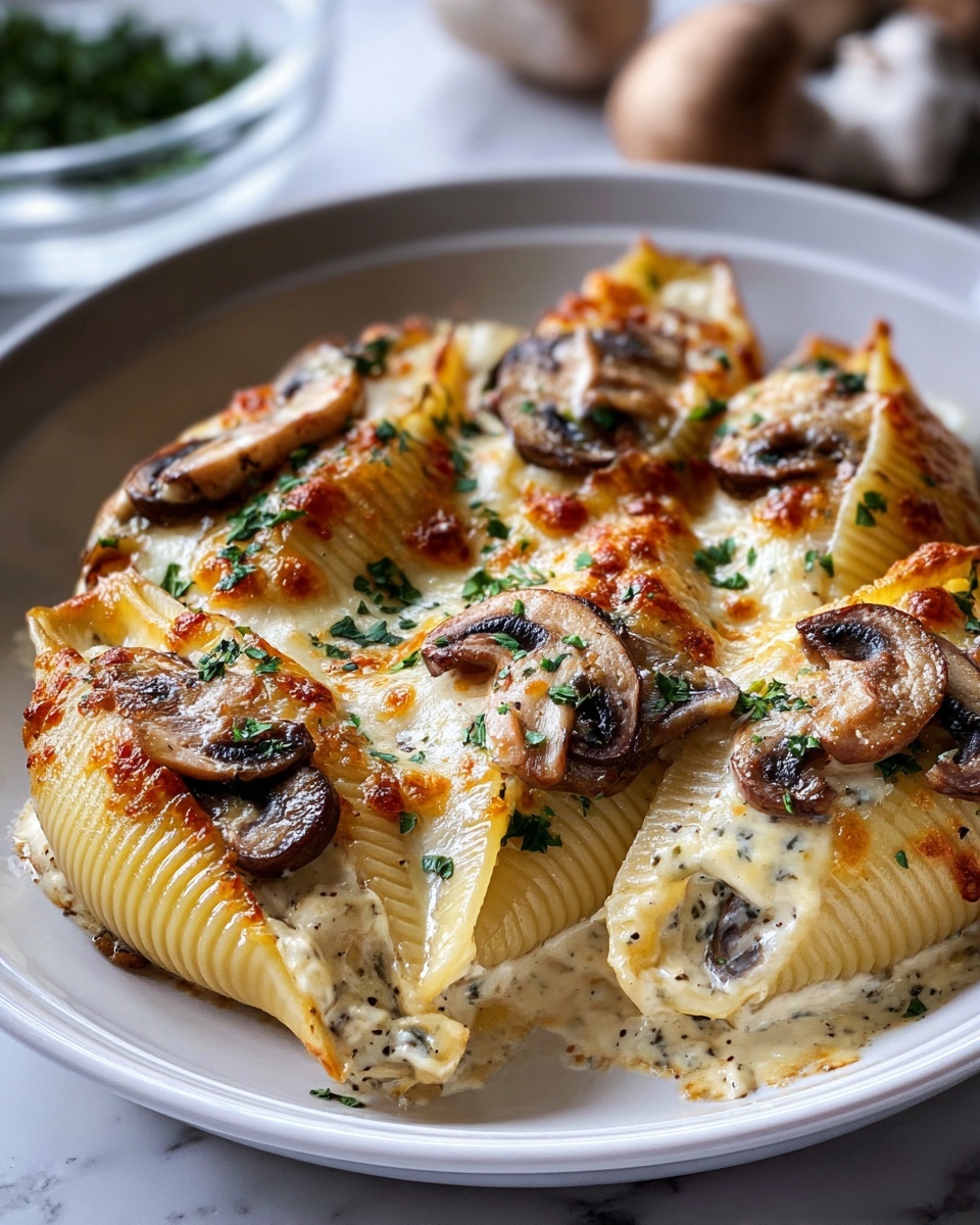 Creamy Garlic Mushroom Stuffed Shells Recipe
