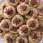 Valentine's Day Chocolate Chip Cookies with Sprinkles and Chocolate Hearts Recipe