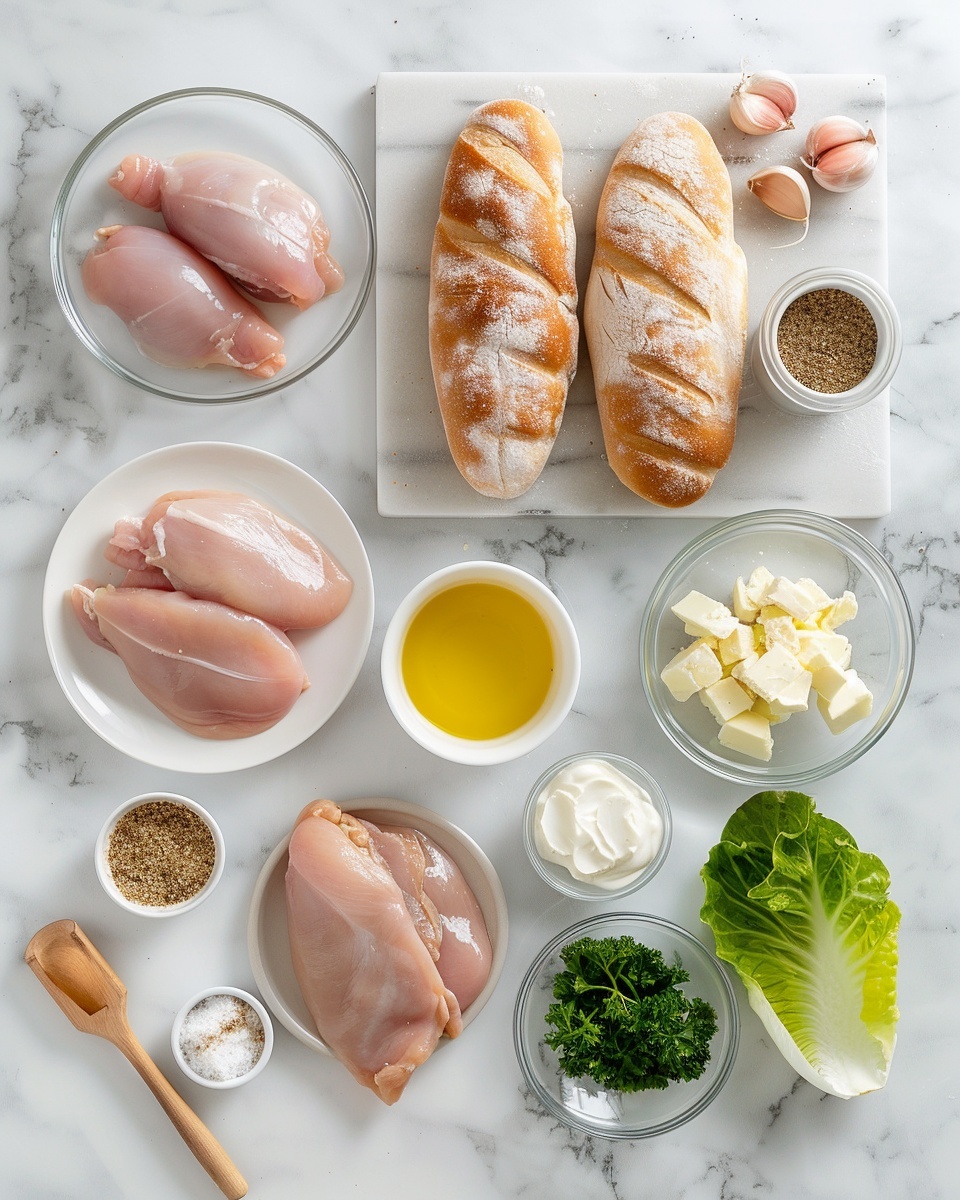 Single white plate with a close-up of one sandwich portion featuring a crispy fried chicken fillet layered with fresh, lightly dressed green lettuce and a sprinkle of grated cheese, all nestled inside a soft, golden toasted hoagie roll, angled to reveal the crunchy texture of the chicken and the fresh leafy interior, garnished with a small side of creamy sauce, set on a white marble surface with natural lighting, styled as a ready-to-eat food blog serving, photo taken with an iphone --ar 4:5 --v 7