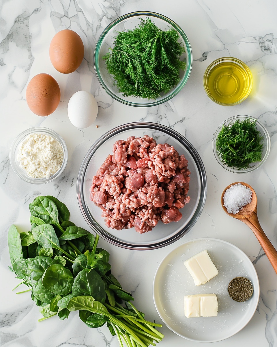 Single white plate with one golden-brown salmon patty resting on a bed of fresh mixed greens, creamy herb sauce drizzled generously over the patty, close-up angled shot revealing the flaky texture and bits of spinach within the patty, scattered crumbles of feta cheese adding contrast, natural lighting highlighting the crispy edges, white marble background, intimate plated serving photo taken with an iphone --ar 4:5 --v 7
