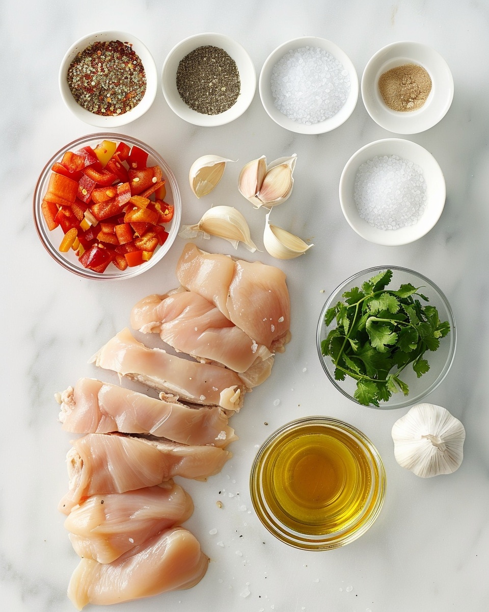 Creamy Coconut Lime Chicken Recipe 5 Single white plate with a single portion of chicken smothered in creamy yellow sauce studded with finely chopped onions and red chili pieces, fresh cilantro sprinkled on top, close-up angled shot revealing tender moist chicken enveloped in rich, glossy sauce, natural lighting highlighting texture and vibrant colors, placed on white marble surface, intimate plated serving photo taken with an iphone --ar 4:5 --v 7