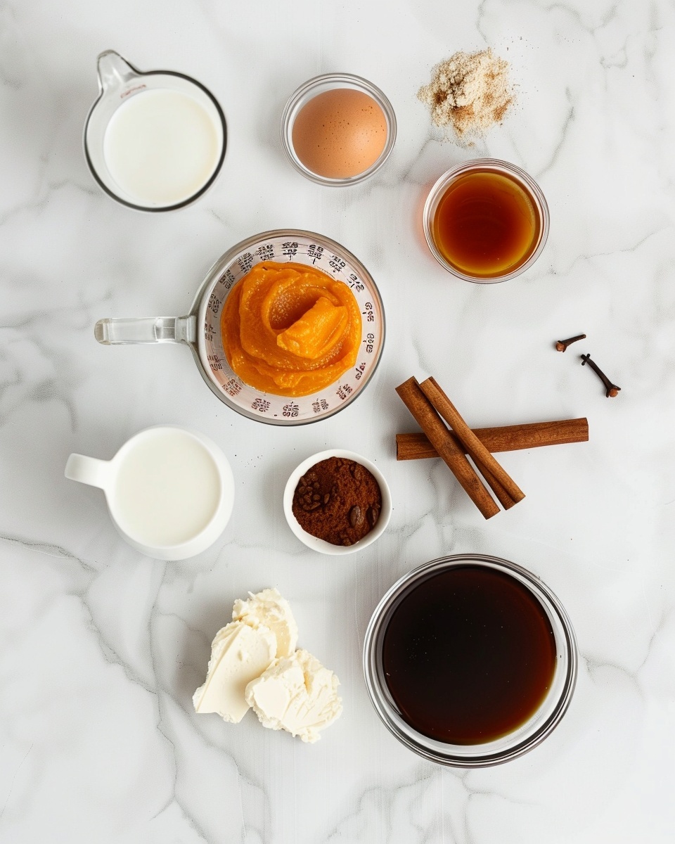 Single clear glass mug on a white plate holding a warm serving of frothy spiced pumpkin latte topped with a swirl of whipped cream sprinkled with cinnamon powder, accented by a cinnamon stick inserted on the side, close-up angle revealing the gradient layers of rich pumpkin spice and creamy foam, set on a white marble surface with natural lighting, styled for a cozy autumn food blog photo taken with an iphone --ar 4:5 --v 7
