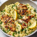 Lemon Chicken Orzo with Spinach and Parmesan Recipe