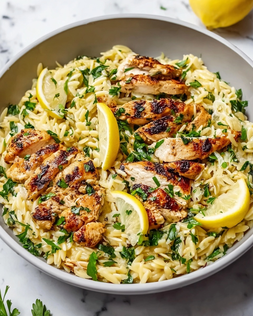 Lemon Chicken Orzo with Spinach and Parmesan Recipe