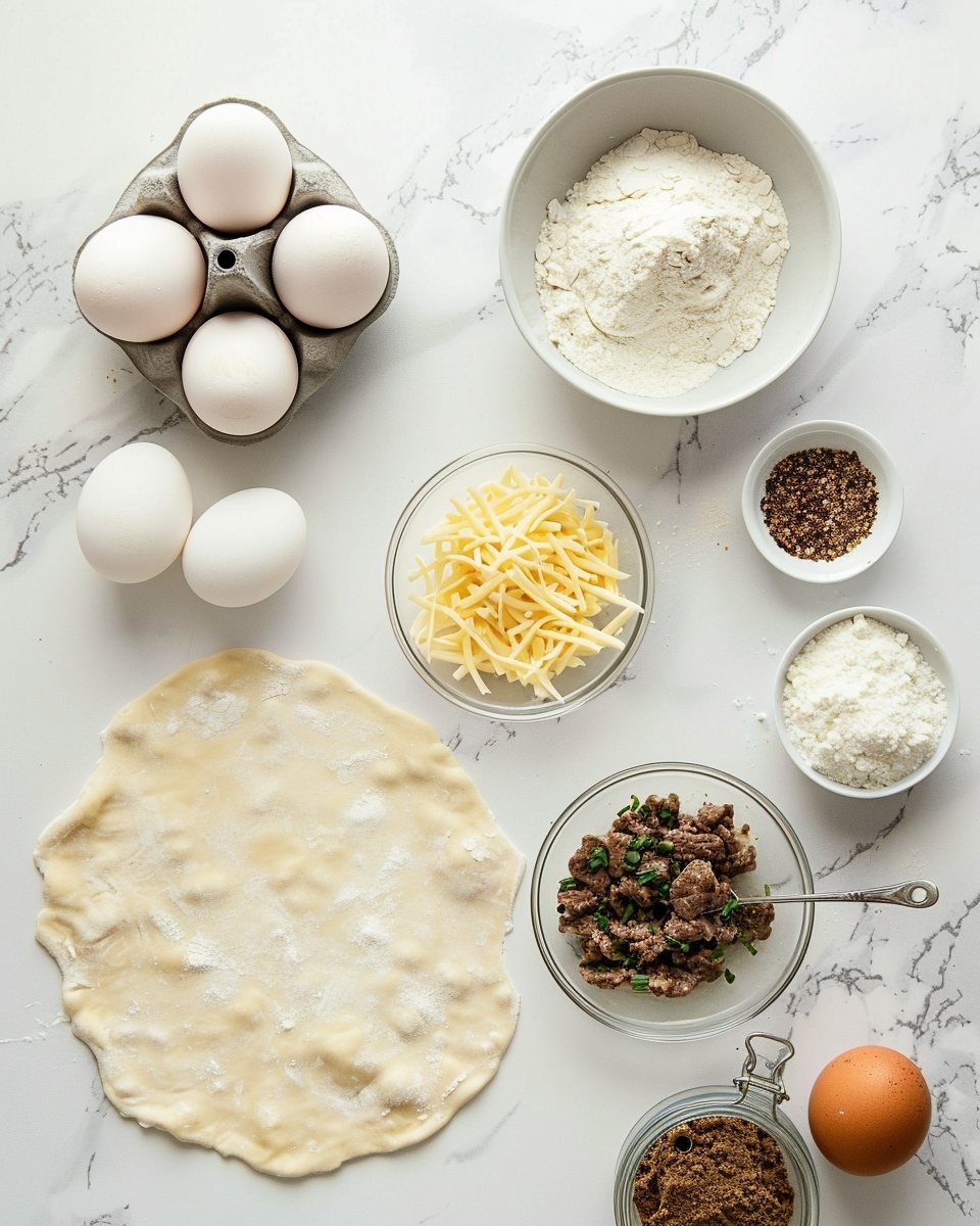 Single white plate showcasing one individual savory mini quiche with flaky, golden-brown puff pastry crust, filled with a creamy egg custard featuring visible chunks of ham and vibrant green spinach leaves, the cross-section revealing the delicate layers of pastry and the smooth, rich interior texture, angled close-up highlighting the contrast between crisp crust and soft filling, set on a white marble surface with natural lighting, styled like a food blog individual serving photo taken with an iphone --ar 4:5 --v 7